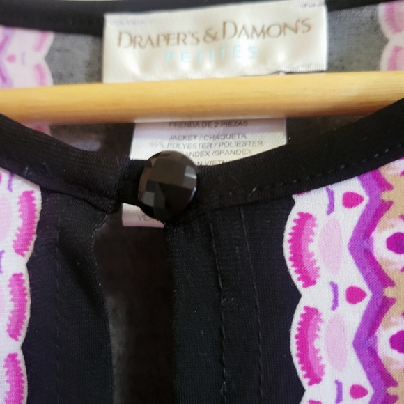 🌿Draper's & Damon's Women's 8P Purple Pink Black Multi Print Cropped Blazer - Picture 8 of 13